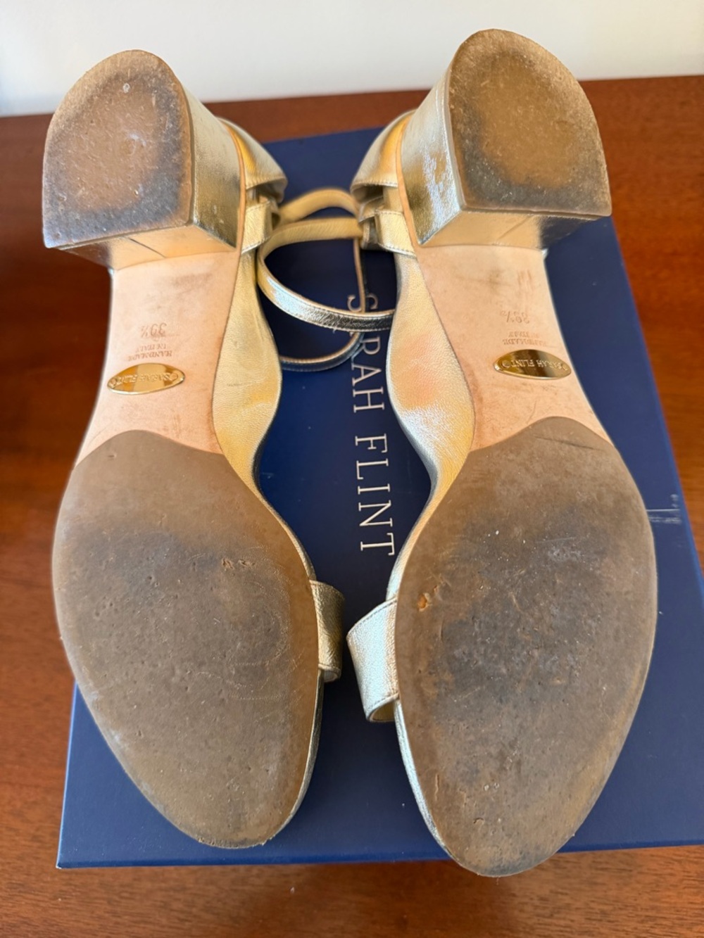 Sarah Flint Perfect Block Sandal 30 Gold Nappa 9 IT 39.5 - Picture 17 of 17